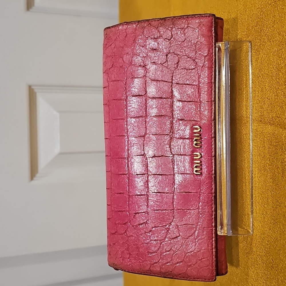 MIU MIU Pink Croc Long Wallet - Vintage